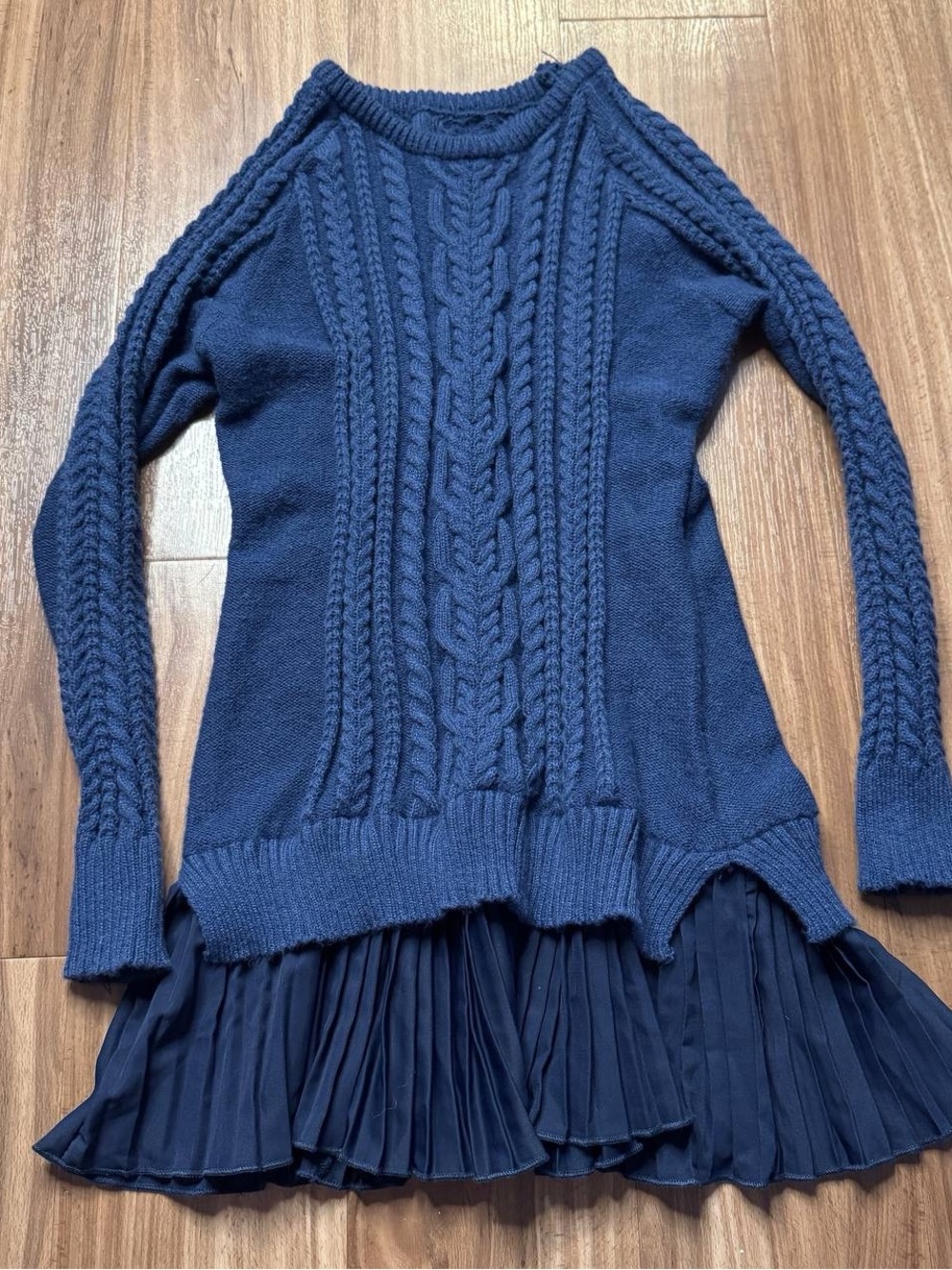 Y2K style Navy Cable Knit Sweater Dress Tunic
